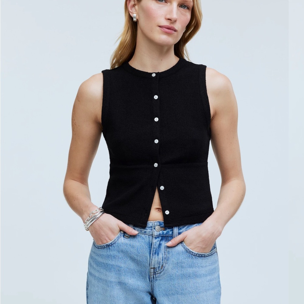 MADEWELL Split-Crewneck Cardigan tank; size XXL